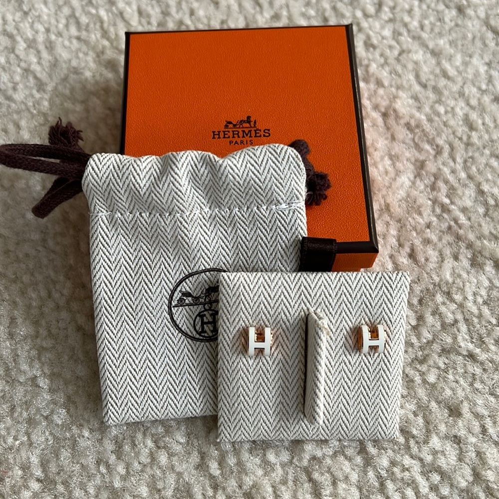 Hermes Mini Pop Blanc Earrings